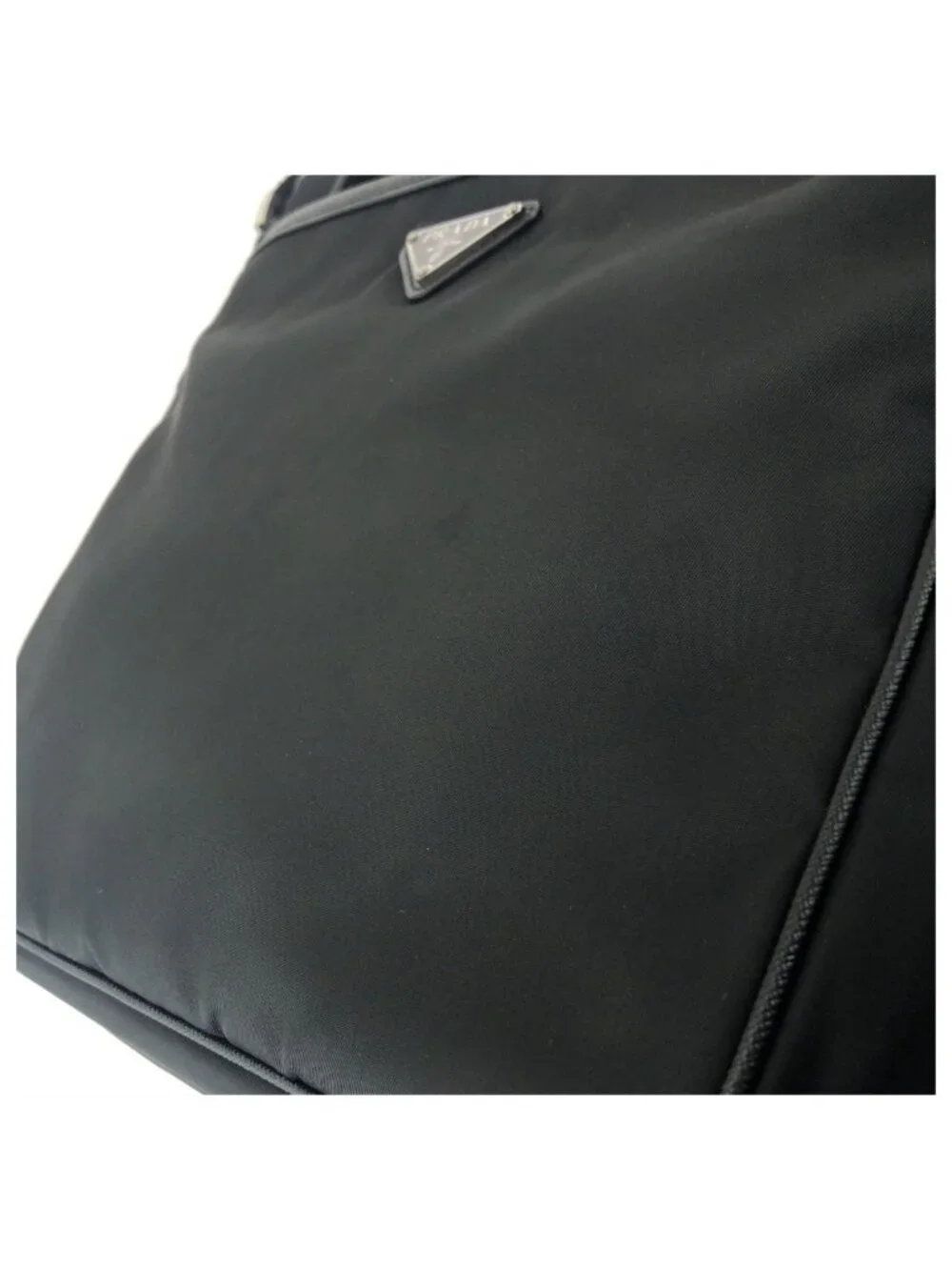Prada Tessuto Saffiano Black Silver Nylon Leather Shoulder Bag